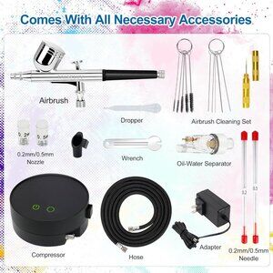 Adjustable airbrush compressor kit & ink set